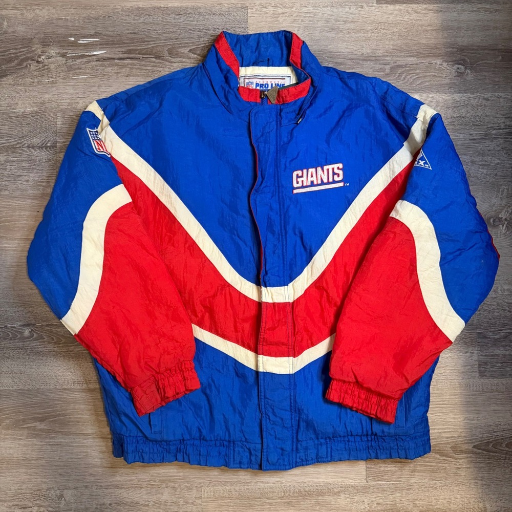Vintage New York Giants NFL Pro Line Apex One Puffer Jacket Mens Medium Blue 90s